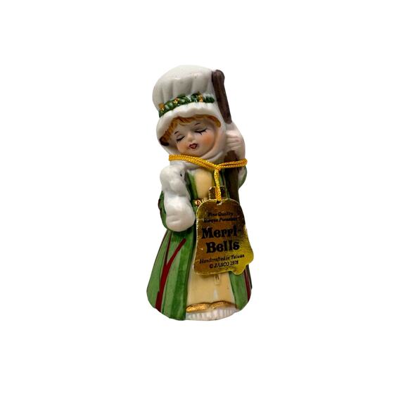 Vintage JASCO Merri-Bells Shepherd Girl with Lamb 1978 Christmas Holiday Bell - Picture 6 of 8